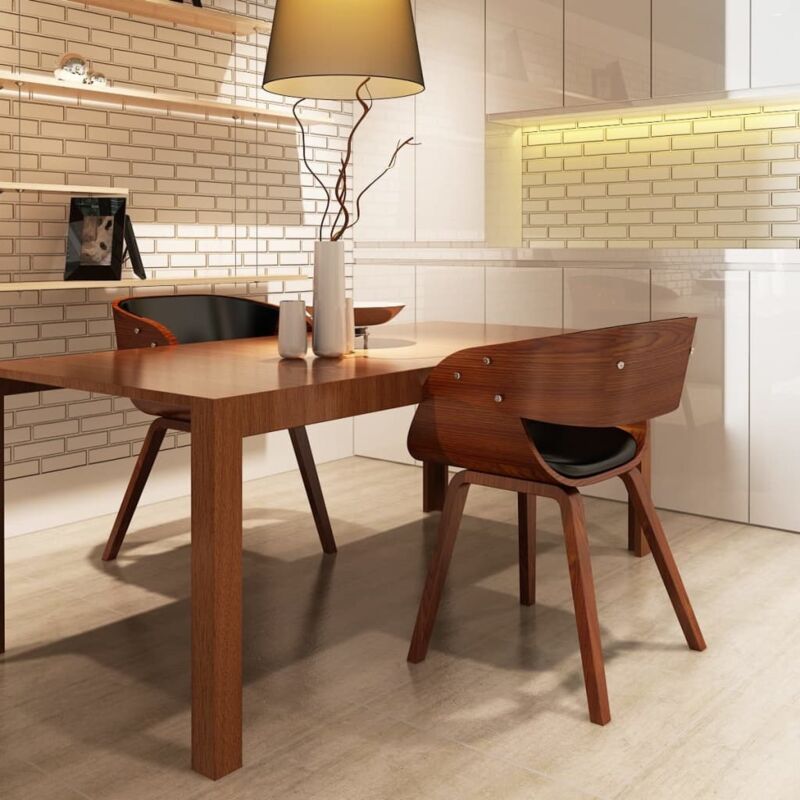foto del prodotto vidaxl sedie da pranzo 2 pz marroni in legno curvo e similpelle