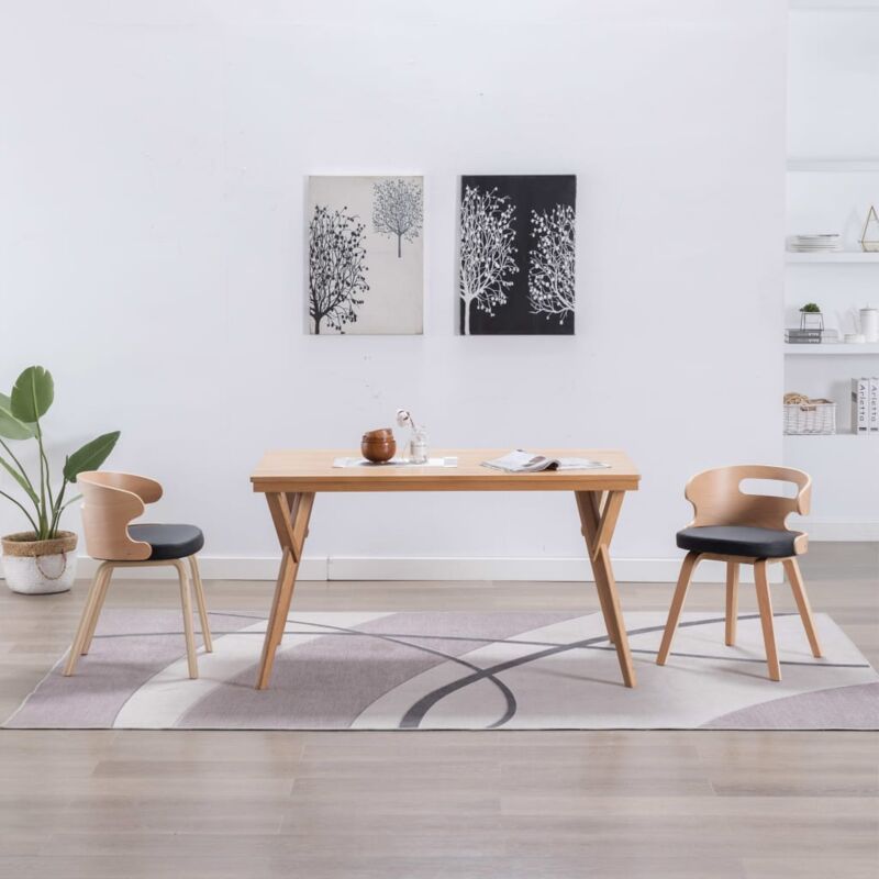 foto del prodotto vidaxl sedie da pranzo 2 pz nere in legno curvato e similpelle