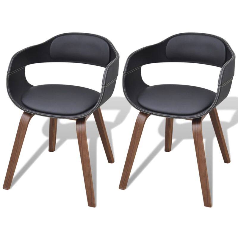 foto del prodotto vidaxl sedie da pranzo 2 pz nere in legno curvo e similpelle