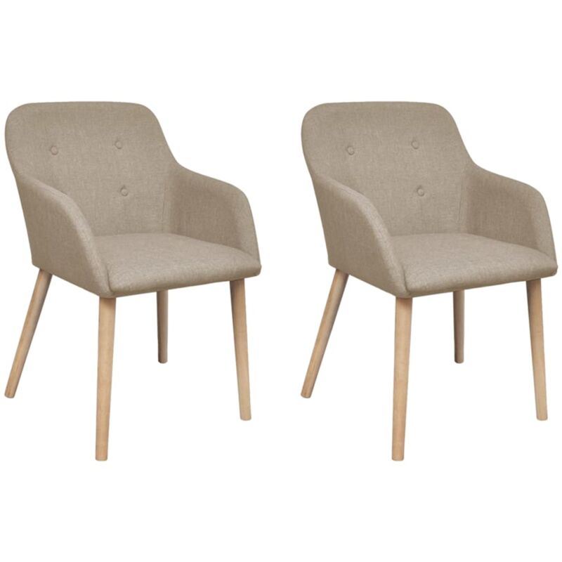 foto del prodotto vidaxl sedie da pranzo 2pz beige in tessuto e legno massello di rovere 452501