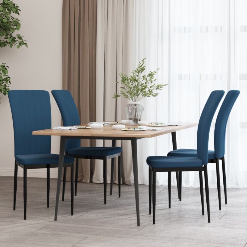foto del prodotto vidaxl sedie da pranzo 4 pz blu in velluto 170515