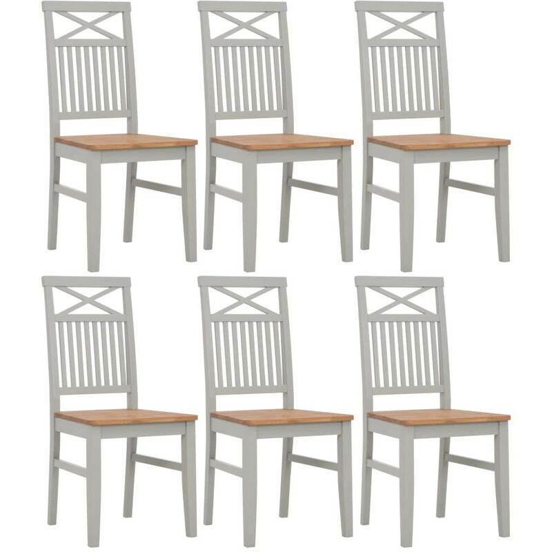 foto del prodotto vidaxl sedie da pranzo 6 pz grigie in legno massello rovere
