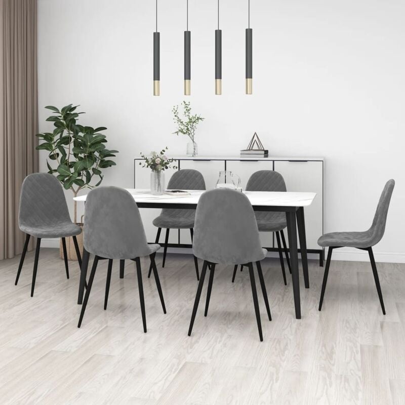 foto del prodotto vidaxl sedie da pranzo 6 pz grigio chiaro in velluto 493613