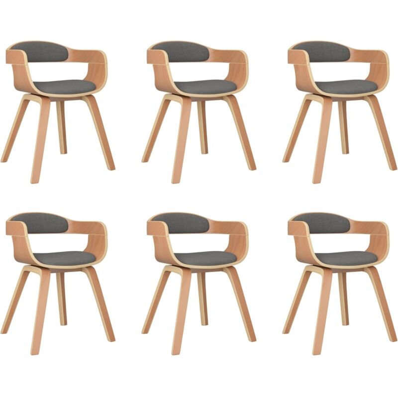 foto del prodotto vidaxl sedie da pranzo 6 pz grigio chiaro legno curvato e tessuto