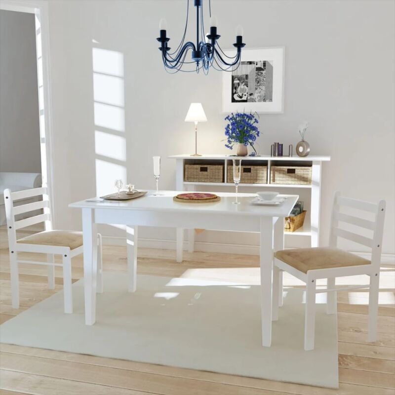 foto del prodotto vidaxl sedie da pranzo bianche in massello di hevea e velluto varie quantit modelli 2 pz