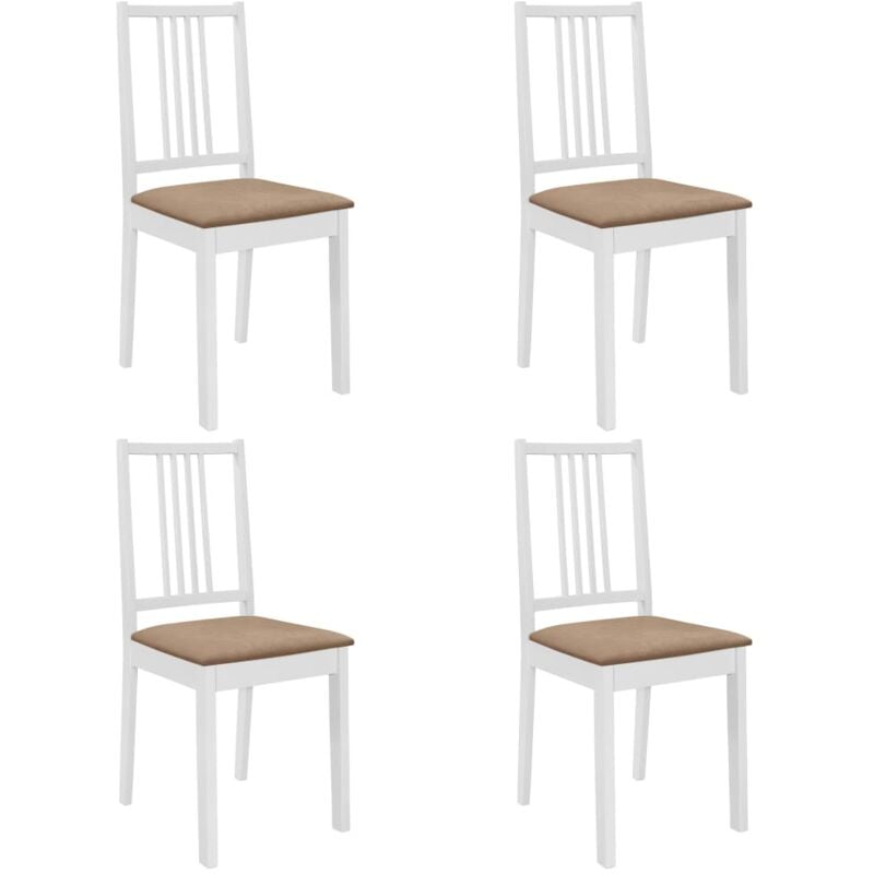 foto del prodotto vidaxl sedie da pranzo con cuscini 4 pz in legno massello sedie cucina vari colori colore bianco e crema