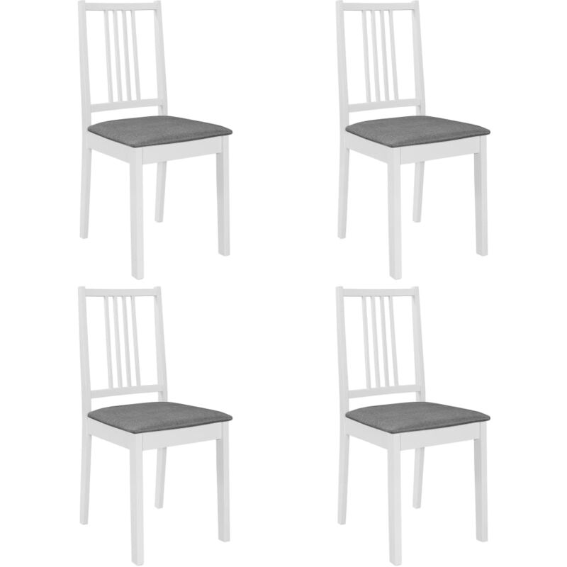 foto del prodotto vidaxl sedie da pranzo con cuscini 4 pz in legno massello sedie cucina vari colori colore bianco e grigio