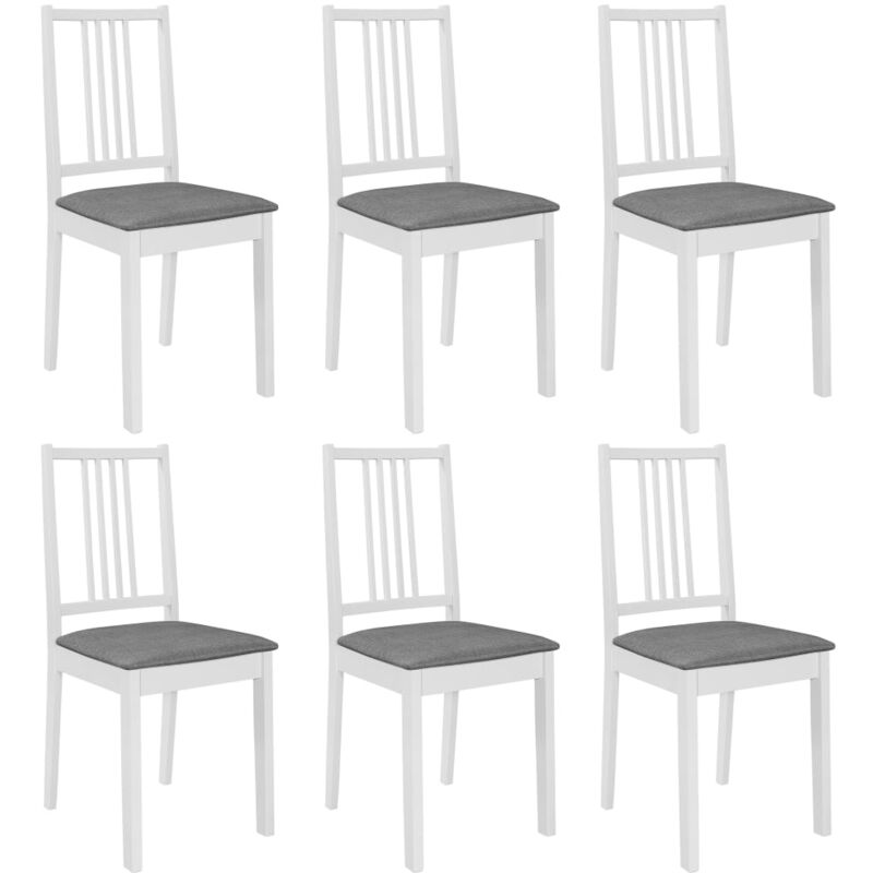 foto del prodotto vidaxl sedie da pranzo con cuscini 6 pz grigie in legno massello colore bianco antracite