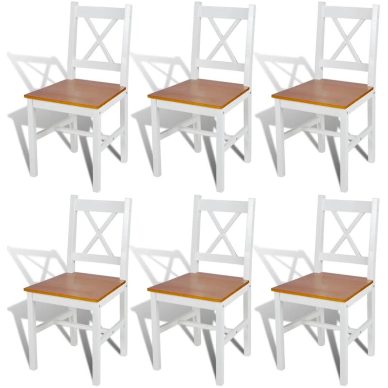 foto del prodotto vidaxl sedie da pranzo cucina in legno stile rustico bianco e marrone set 6 pz