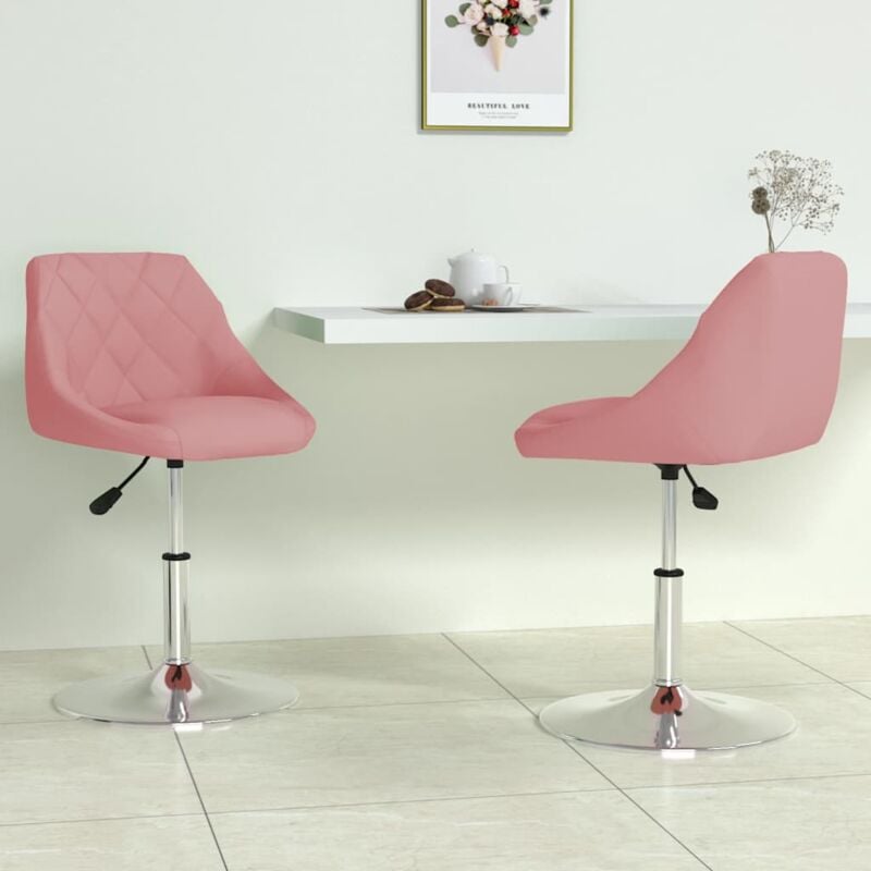 foto del prodotto vidaxl sedie da pranzo girevoli 2 pz rosa in velluto 374954