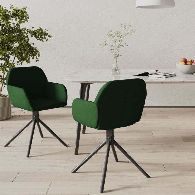foto del prodotto vidaxl sedie da pranzo girevoli 2 pz verde scuro in velluto 743213