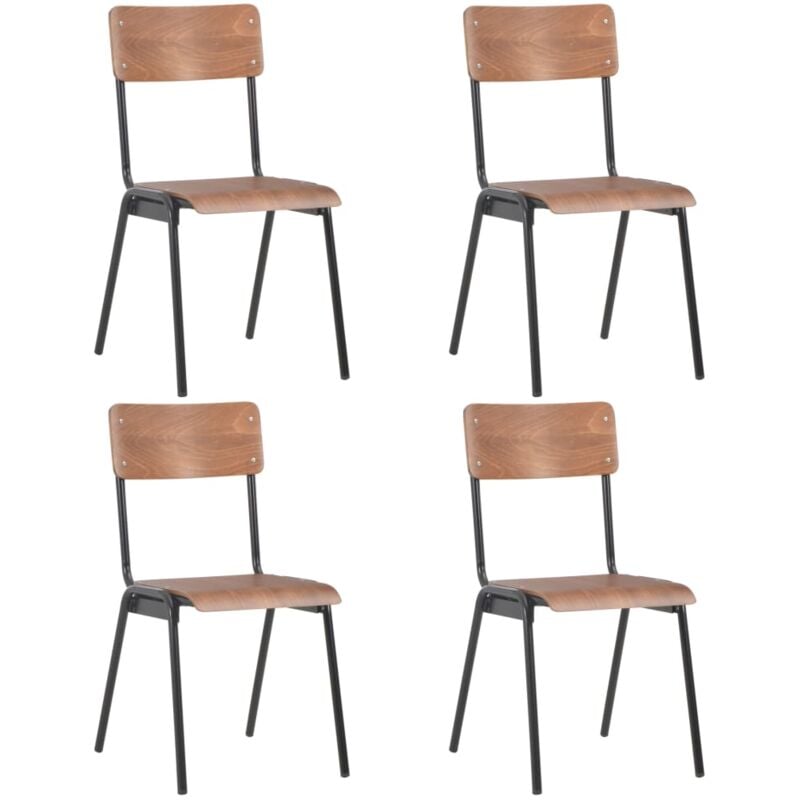 foto del prodotto vidaxl sedie da pranzo in legno e acciaio set 4 pz design industriale vari colori colore marrone e nero