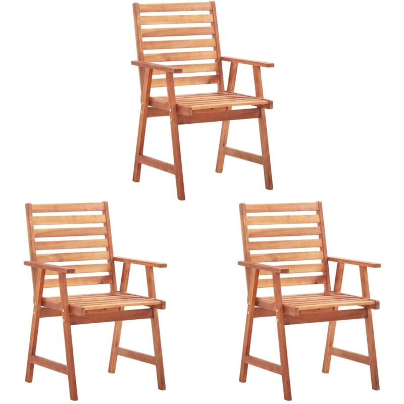 foto del prodotto vidaxl sedie da pranzo per esterno 3 pz in legno massello di acacia