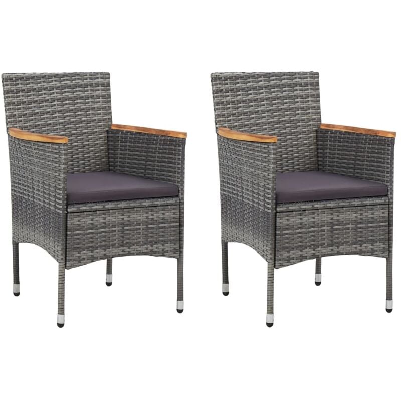 foto del prodotto vidaxl sedie da pranzo per giardino 2 pz in polyrattan grigio