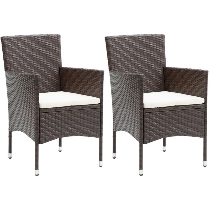 foto del prodotto vidaxl sedie da pranzo per giardino 2 pz in polyrattan marrone
