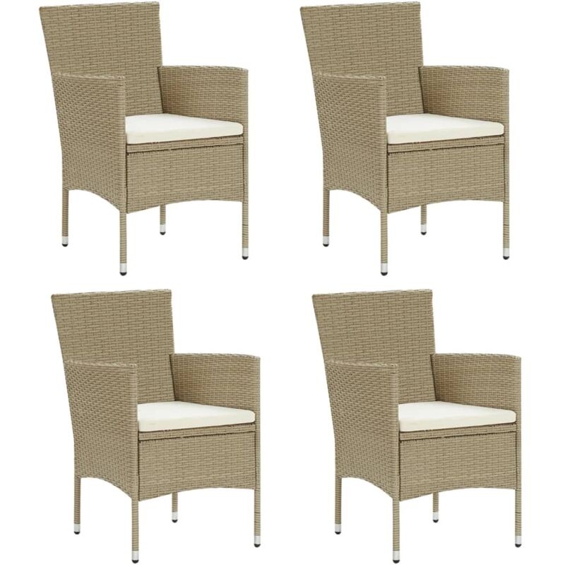 foto del prodotto vidaxl sedie da pranzo per giardino 4 pz in polyrattan beige
