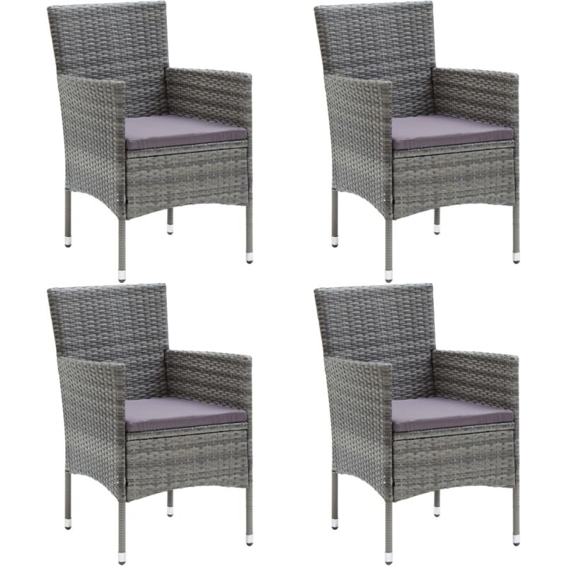 foto del prodotto vidaxl sedie da pranzo per giardino 4 pz in polyrattan grigio