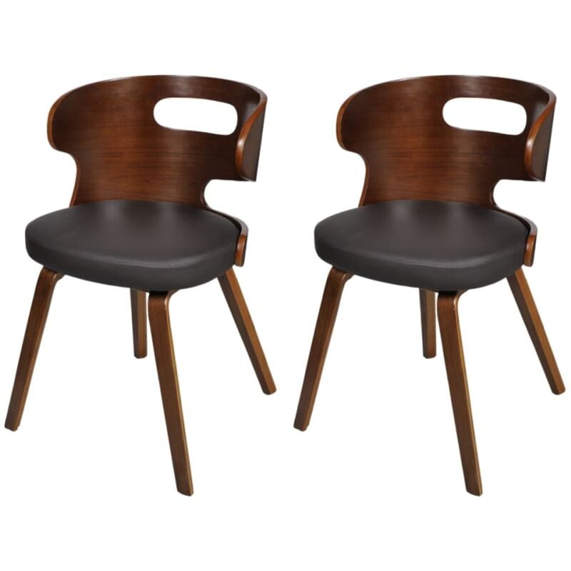 foto del prodotto vidaxl sedie da pranzo set 2 pezzu con telaio design in legno e similpelle marrone