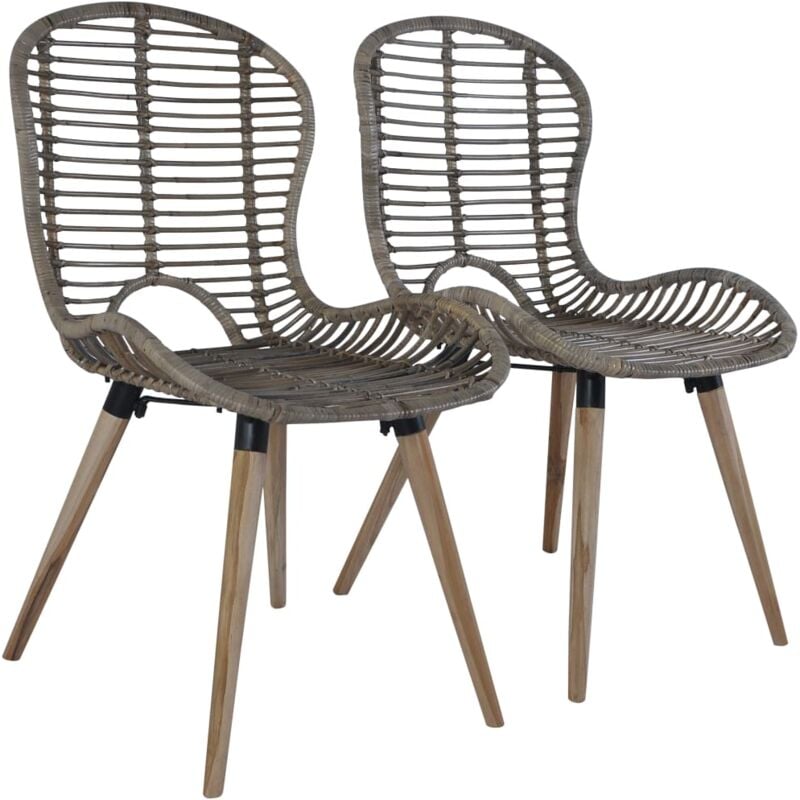 foto del prodotto vidaxl sedie da pranzo set 2 pz in rattan naturale sedie cucina design moderno vari colori colore marrone
