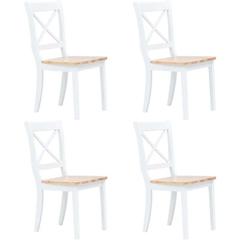 foto del prodotto vidaxl sedie da pranzo set 4 pz in massello di hevea sedie cucina vari colori colore bianco e legno