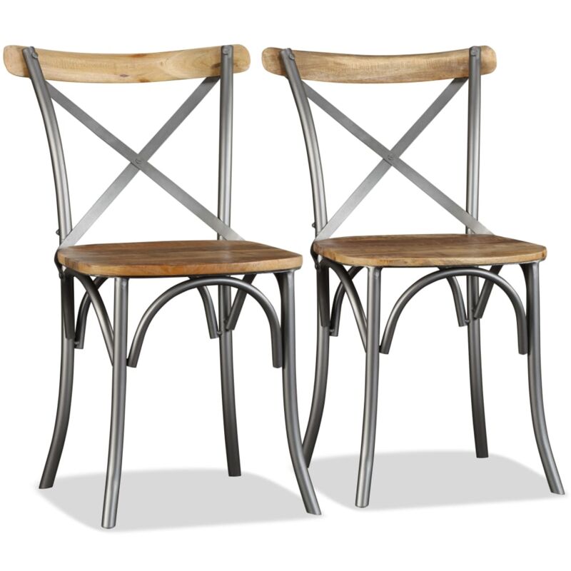 foto del prodotto vidaxl sedie da pranzo set in legno massello di mango schienale acciaio vari pezzi modelli 2 pz