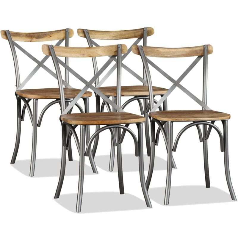 foto del prodotto vidaxl sedie da pranzo set in legno massello di mango schienale acciaio vari pezzi modelli 4 pz
