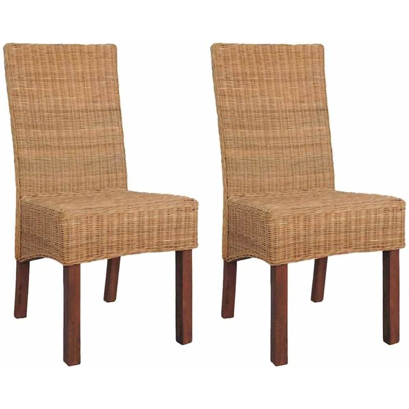 foto del prodotto vidaxl sedie da pranzo set in rattan naturale e legno massello di mango vari pezzi modelli 2 pz