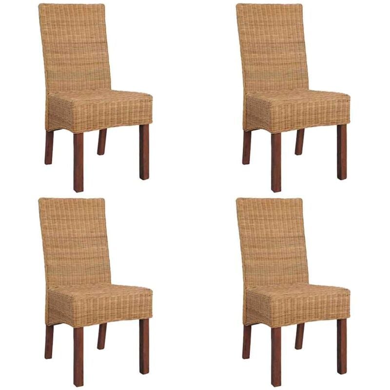 foto del prodotto vidaxl sedie da pranzo set in rattan naturale e legno massello di mango vari pezzi modelli 4 pz