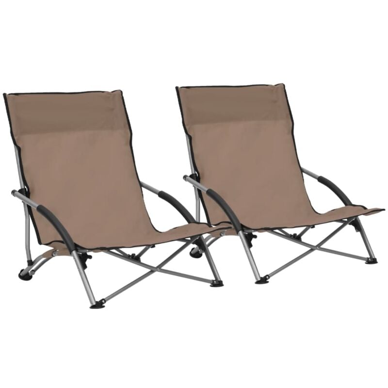 foto del prodotto vidaxl sedie da spiaggia pieghevoli 2 pz in tessuto grigio talpa