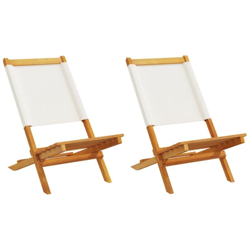 foto del prodotto vidaxl sedie giardino 2pz bianco crema legno massello acacia e tessuto