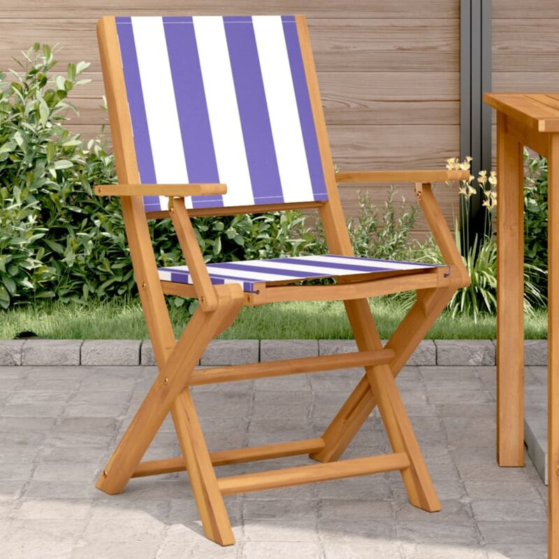foto del prodotto vidaxl sedie giardino 2pz blu e bianco legno massello acacia e tessuto
