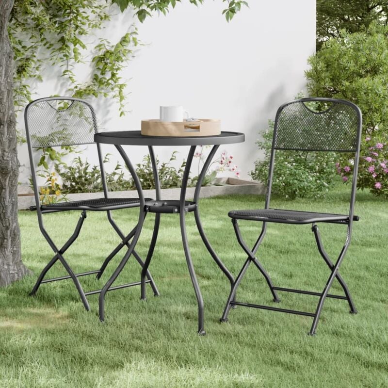 foto del prodotto vidaxl sedie giardino pieghevoli 2 pz rete metallica espansa antracite