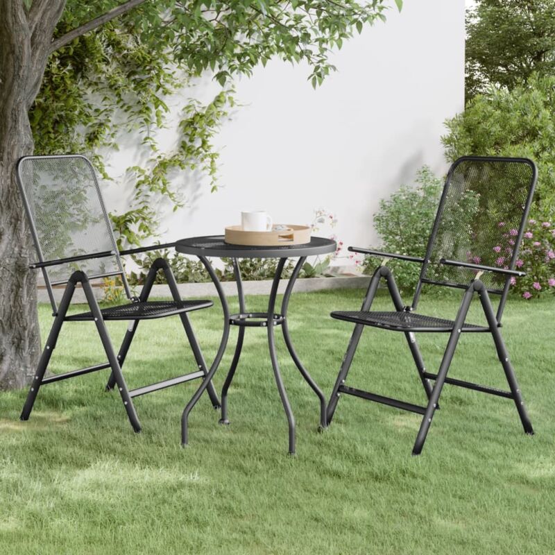 foto del prodotto vidaxl sedie giardino pieghevoli 2 pz rete metallica espansa antracite