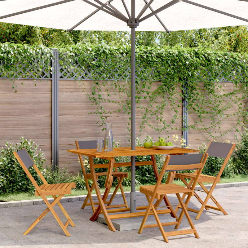 foto del prodotto vidaxl sedie giardino pieghevoli 4pz antracite tessuto legno massello