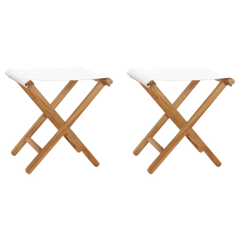 foto del prodotto vidaxl sedie pieghevoli 2 pz in legno di teak e tessuto bianco crema