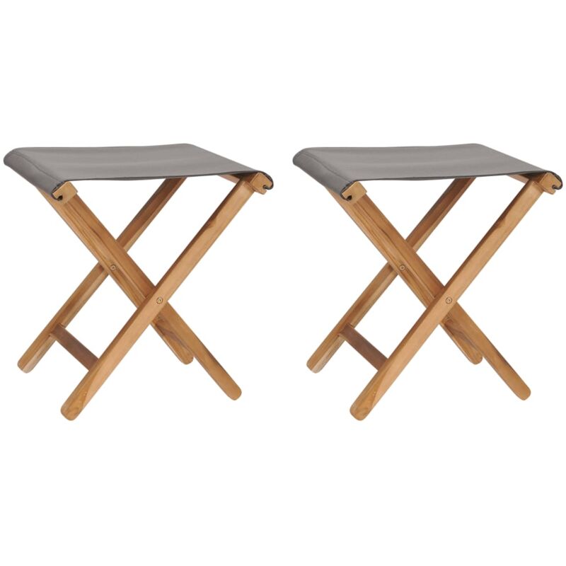 foto del prodotto vidaxl sedie pieghevoli 2 pz in legno di teak e tessuto grigio scuro 228796