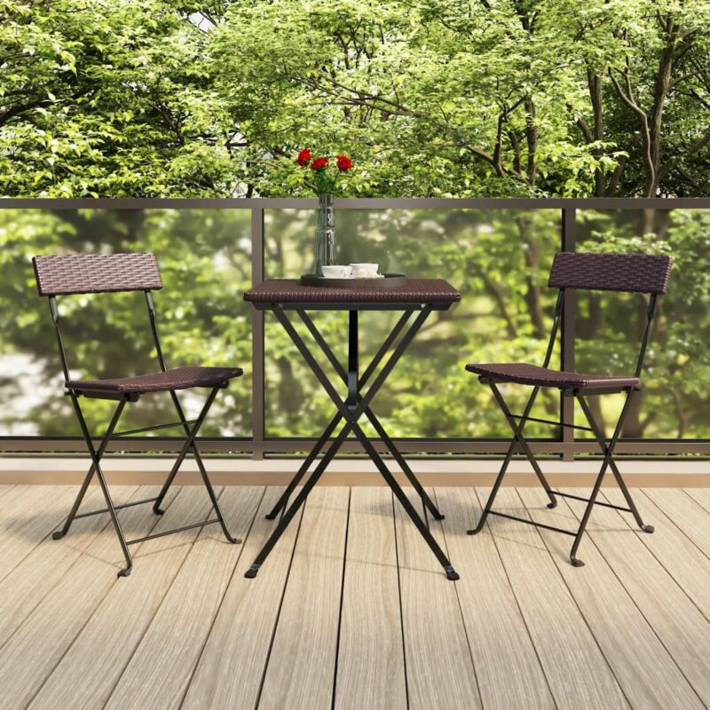 foto del prodotto vidaxl sedie pieghevoli da bistr 2 pz marroni polyrattan e acciaio
