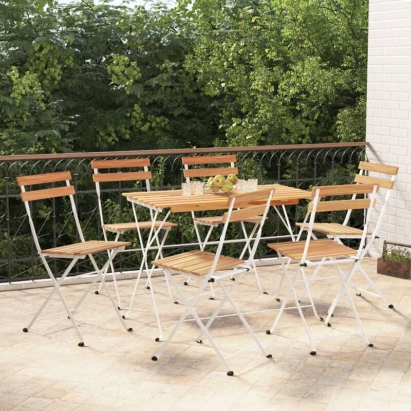 foto del prodotto vidaxl sedie pieghevoli da bistr 6 pz legno massello acacia e acciaio