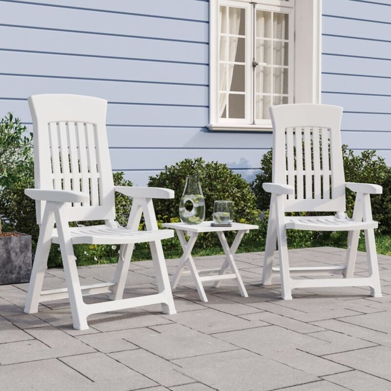 foto del prodotto vidaxl sedie reclinabili da giardino 2 pz bianche in pp