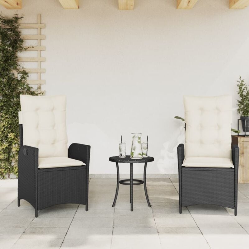 foto del prodotto vidaxl sedie reclinabili da giardino 2 pz con cuscini nero polyrattan