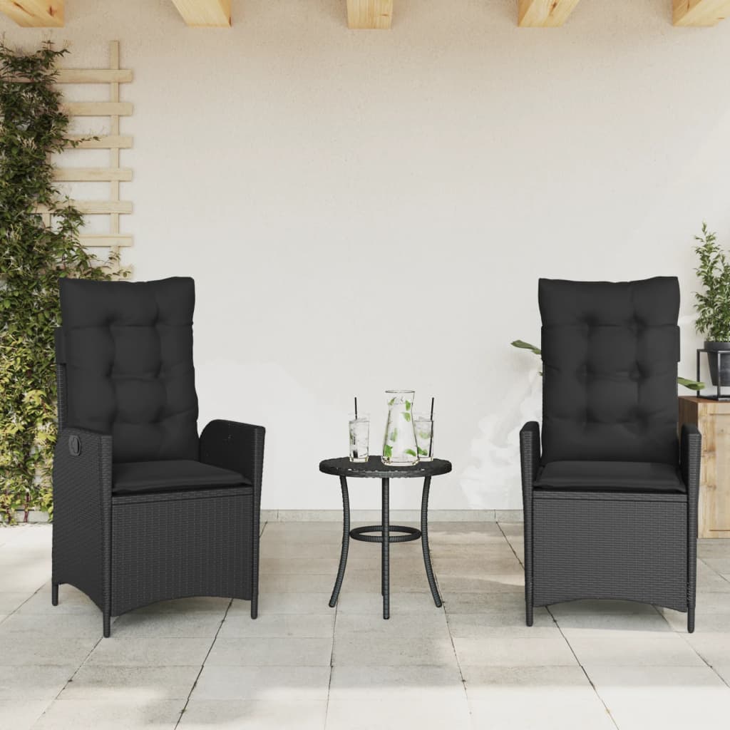 foto del prodotto vidaxl sedie reclinabili da giardino 2 pz con cuscini nero polyrattan