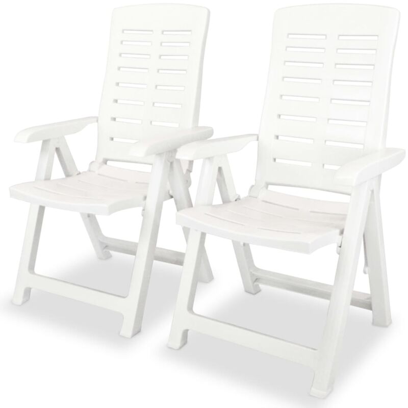 foto del prodotto vidaxl sedie reclinabili da giardino 2 pz in plastica bianca 889868