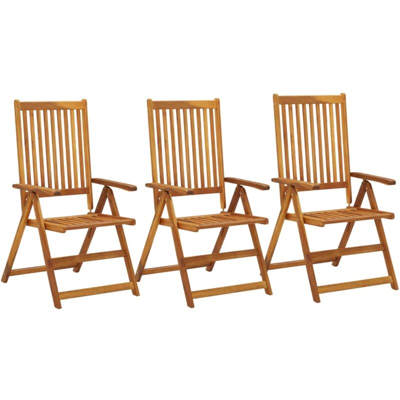 foto del prodotto vidaxl sedie reclinabili da giardino 3 pz in legno massello di acacia