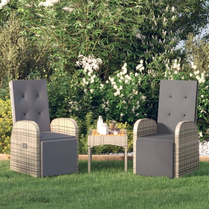 foto del prodotto vidaxl sedie reclinabili da giardino con cuscini 2pz grigio polyrattan