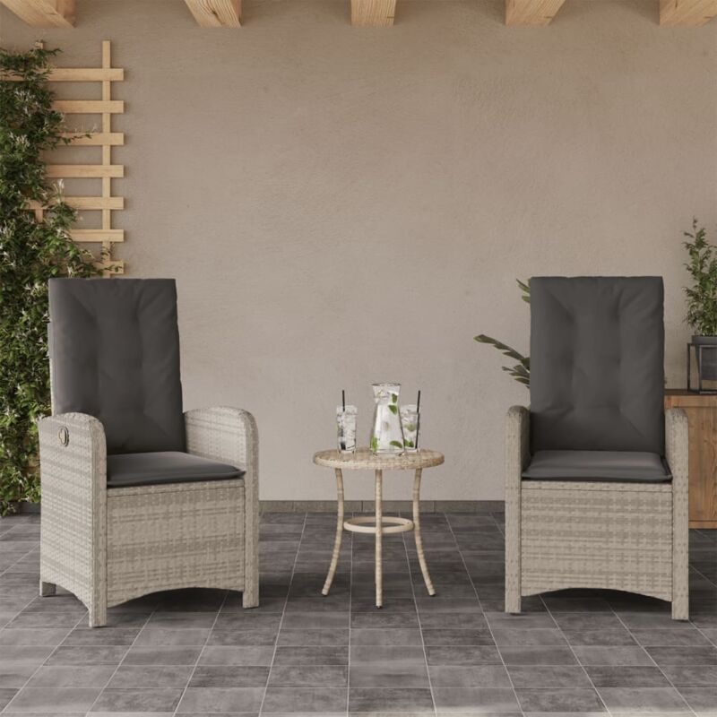 foto del prodotto vidaxl sedie reclinabili giardino 2pz cuscini grigio chiaro polyrattan
