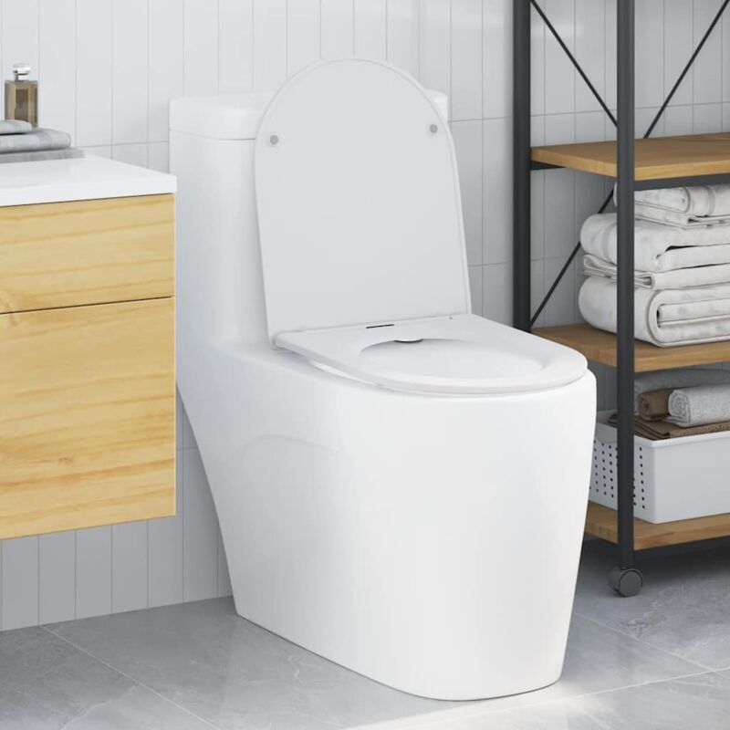 foto del prodotto vidaxl - sedile del wc con rilascio rapido bianco 44 x 36.4 x 3.4 cm