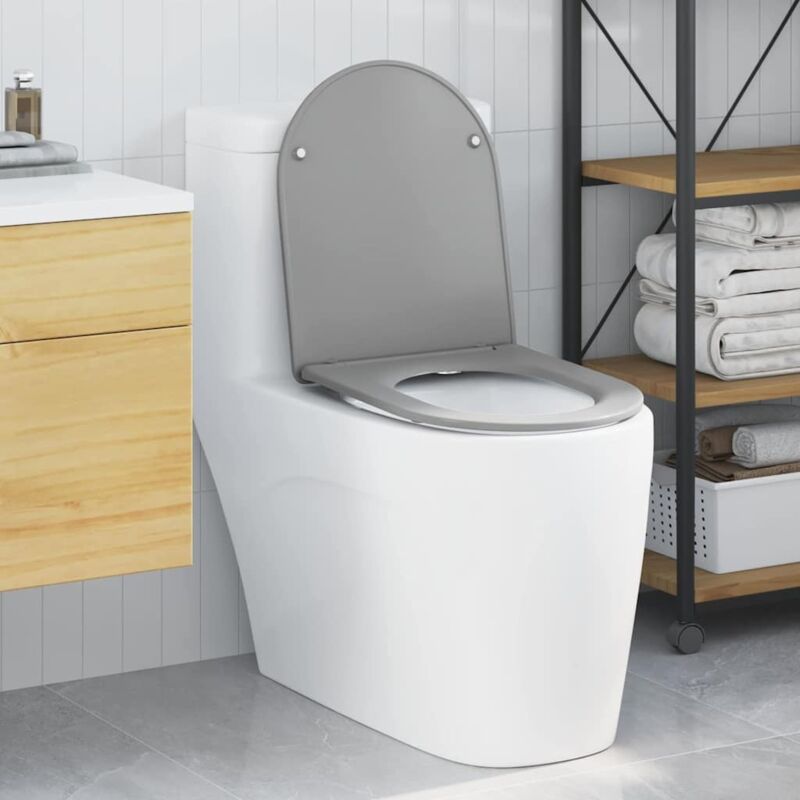 foto del prodotto vidaxl - sedile del wc con rilascio rapido grigio 44 x 36.4 x 3.4 cm
