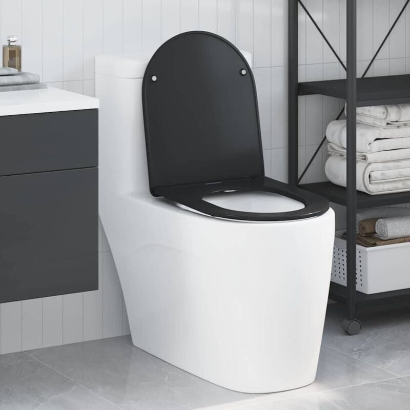 foto del prodotto vidaxl seggiolino per toilette a rilascio rapido con chiusura morbida duroplast, nero