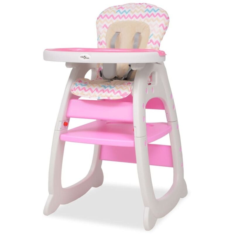 foto del prodotto vidaxl seggiolone convertibile 3 in 1 con tavolo rosa