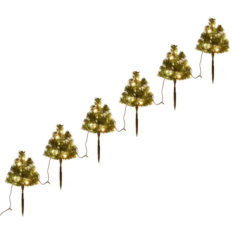foto del prodotto vidaxl sentiero alberi di natale 6 pz con led bianco caldo 45 cm pvc